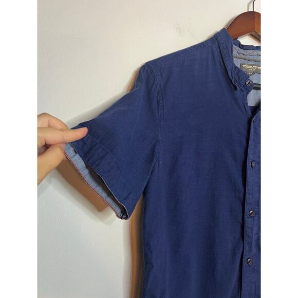 Toad & Co Shirt Mens Medium Button Up Mattock 100% Organic Cotton Blue Slim Fit - Picture 4 of 7